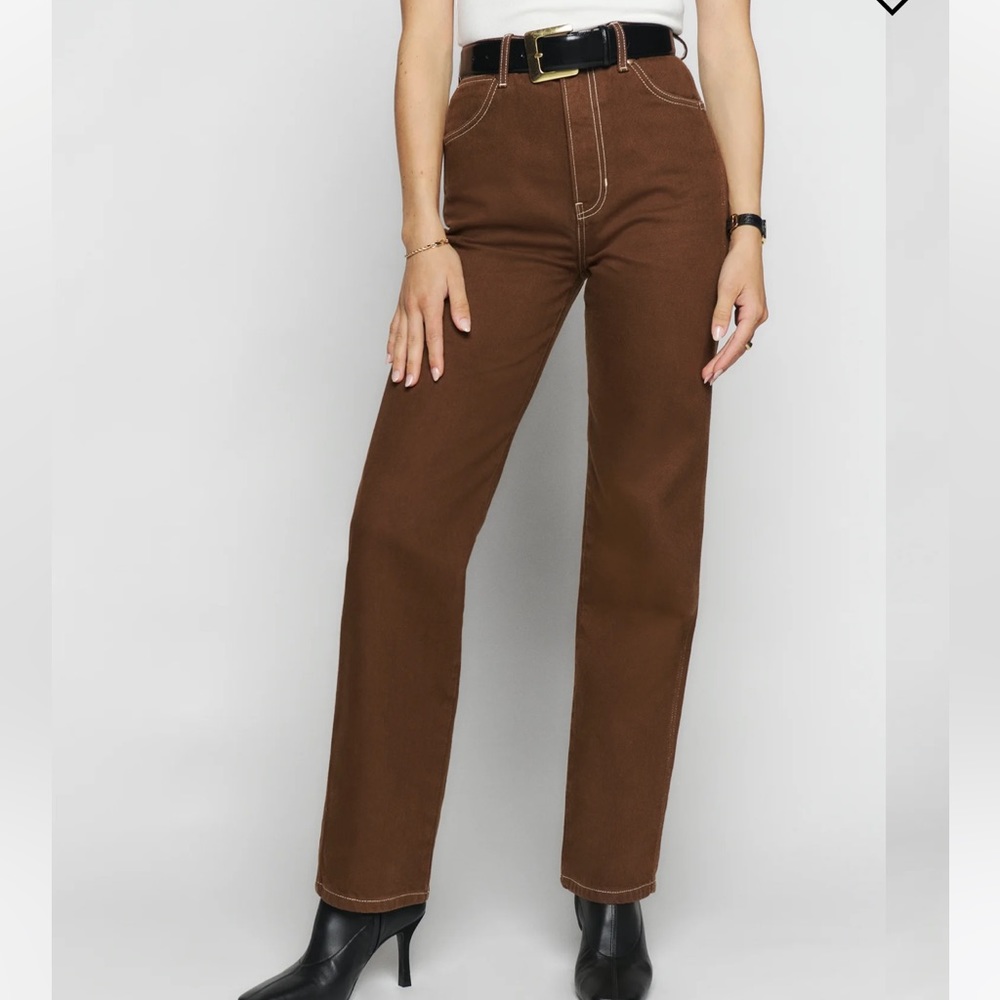 Cowboy High Rise Straight Jeans color chocolate, size 25